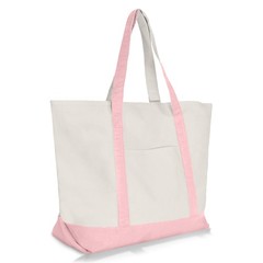 22″ Heavy Duty Cotton Canvas Tote Bag (Zippered) Pink