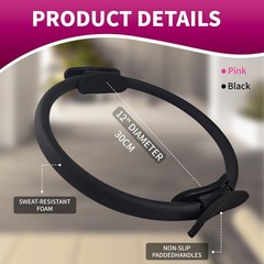 10 Pcs Pilates Ring Set, 12″ Pilates Circle Ring with Extra Thick Padded Hand…