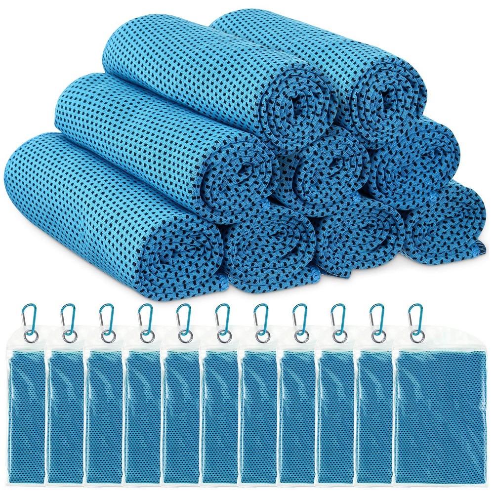 Redbaker 20 Pack Cooling Towel for Neck and Face Hot Large, Light Blue
