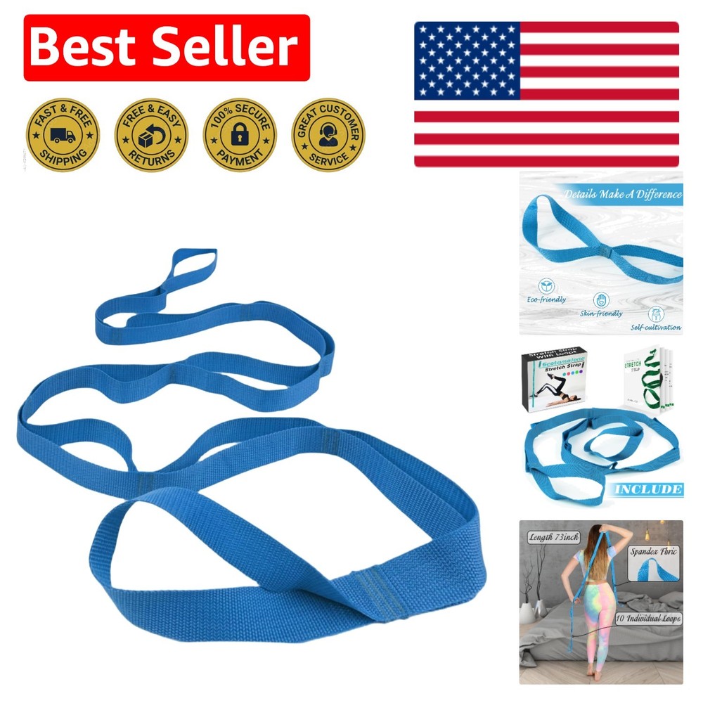 Durable 75” Yoga Stretch Strap with 10 Loops for Enhanced Flexibility & Support