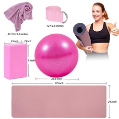 AJIEVWU Beginner’s Yoga Starter Kit Set – 6mm Thick Non-Slip Exercise Yoga Ma…