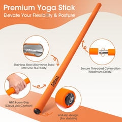 Yoga Stick, Upgraded 5Ft Sturdy Steel Mobility Stick, Adjustable Exercise Equipm