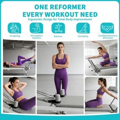Pilates Reformer Foldable Machine w/ 5 Adjustable Resistance Spring Up to 550LBS