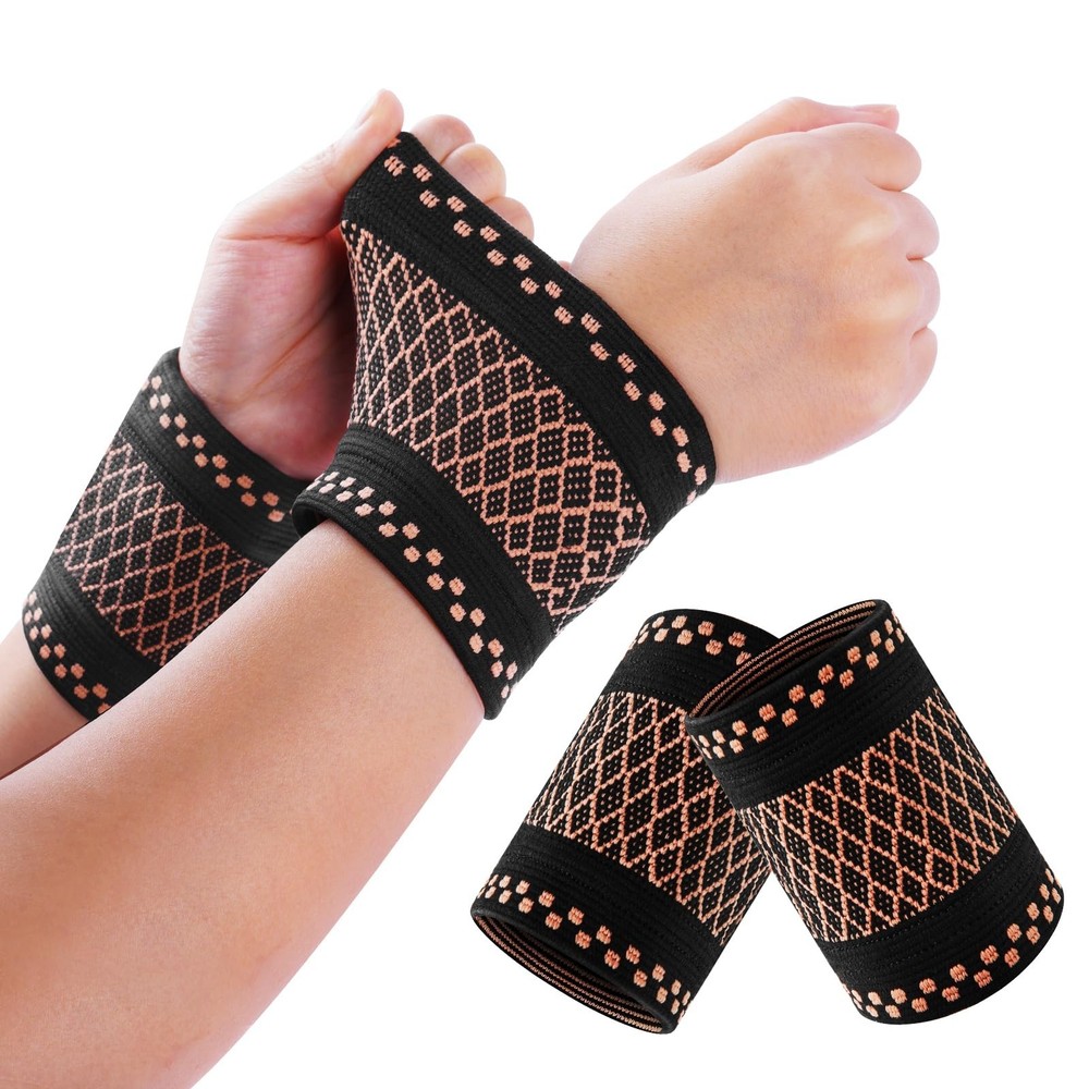 AOOWU Wrist Brace, 2 Pack Elastic Wrist Support with Strap, Unisex, Right or …