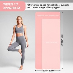 Extra Wide Yoga Mat 72″ x 32″, 6mm Non Slip TPE Exercise Mat with Carrying St…