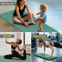Foldable Extra Large Yoga Mat 74″×31.5″, 8mm Double-Sided Non Slip Lightweigh…