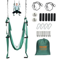 VEVOR Aerial Yoga Flying Yoga Swing 2.7 Yards Yoga Hammock Trapeze Green/White