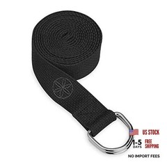 Gaiam Yoga Strap Premium Athletic Stretch Band with Adjustable Metal 8ft Black