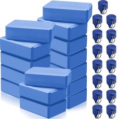 15 Pack Non-slip Yoga Block and Strap Set for Stretching(Blue)