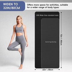 Extra Wide Yoga Mat 72″ x 32″, 11mm Non Slip TPE Exercise Mat with Carrying S…