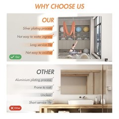 Home Gym Workout Mirror 72″ L x 36″ W-1pc 72″L x 36″W-1pc Frameless Gym Mirror