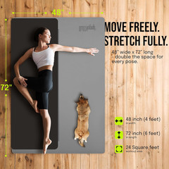 Large Yoga Mat (6’X4′) – 1/4″ & 1/2″ Thick Exercise Mats for Home Workout, Extra