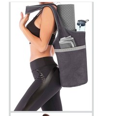 Ewedoos Yoga Mat Bag Canvas Sling Carrier with Pockets Black Embroidered Trim