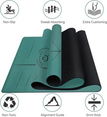 Natural Rubber Yoga Mat – Non Slip Non Toxic – 5Mm Thick Yoga Mat for Hot Yoga/P
