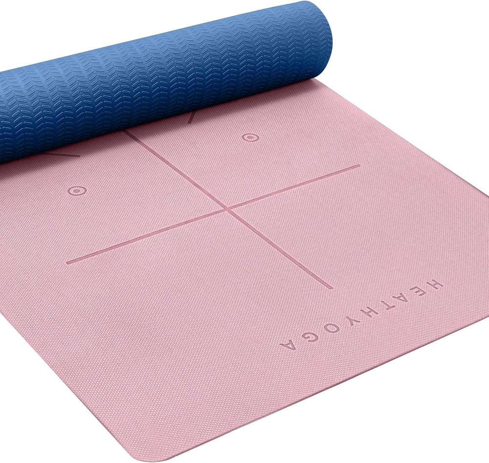 Heathyoga Yoga Mat Non Slip TPE Pilates Exercise Mats for Home Workout Gym Fitne