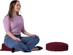 FDP Overstuffed 16 inch Round Velvety & Vinyl Floor Cushion