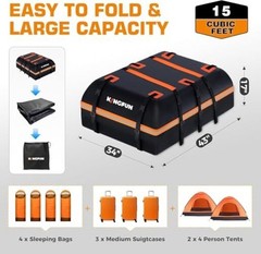 Car Rooftop Cargo Carrier Bag, Waterproof Car Roof Luggage 15 Cubic Feet