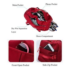 Sports Gym Bag for Women Travel Duffel Bag with Wet Pocket and Shoes Compartm…