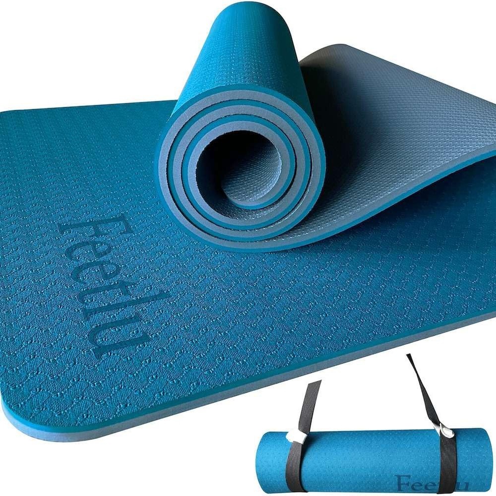 Yoga Mat with Strap – 10mm & 12mm Thick Yoga Mat, Non-Skid Dual Surface Wo