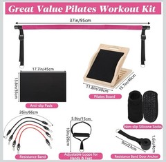 New Pink 3-in-1 Pilates Foldable Board & Exercise Equipment Stretch Bands