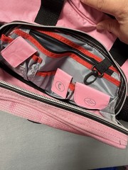 Reebok Small Duffle Gym Bag Pink/Black Accents Crossbody Handles Pockets17”