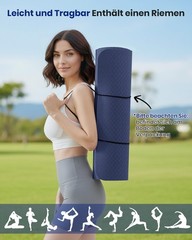 Yoga Mat Non Slip and Eco-Friendly TPE Sports Mat with Carry Strap Gymna…