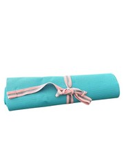 Yoga Mat Smiley Face Print Teal Turquoise w/ Pink Carry Strap Non-Slip Mat 24×67