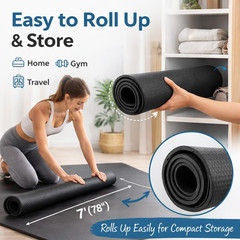Japard Large Workout Exercise Mat 7′ X 3′, Extra Wide Pilates Mat 7Mm Thick EVA