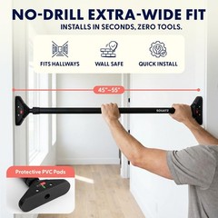 Squatz Doorway Pull Up Bar, Adjustable Door Frame Pull Up Bar with Level Mete…