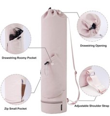 Pink Yoga Mat Bag with Water Bottle Pocket and Bottom Wet Pocket
