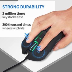 USB-C Wired Gaming Mouse 7-Color RGB 2400 DPI for Type-C Devices Black