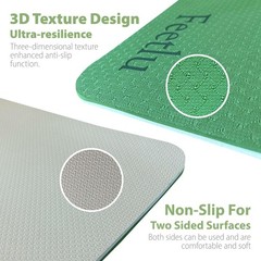 Feetlu Extra Thick Exercise Yoga Mat with 72″ x 24″ x 2/5″, Green & Cream