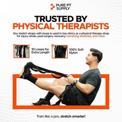 Pure PT Stretching Strap with 10 Loops – Non-Elastic – Physical Therapist-Appr