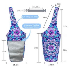 Mandala Yoga Mat Bag with Large Waterproof Zipper Pocket and 37″x15.5″ Purple