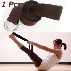 3.8mm x 183cm D-Ring Yoga Sport Stretching Strap Belt Brown