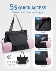 Yoga Mat Bag Tote Yoga Gym Bags For Women Men with Waterproof Wet Pocket & Ho…