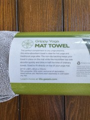 Gaiam Grippy Yoga Mat Towel Non-Slip Moisture-Absorbing 24×68 Gray/Green