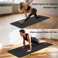 Extra Large 75″x32″ Foldable Yoga Mat, Durable Non-Slip TPE Fitness Mat for Y…