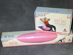 NEW Pink Atlus Yoga Mat & Body Ball Non-Slip Exercise Mat & Balanceball Exercise