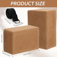 6 Pcs Cork Yoga Blocks with Straps 9 x 6 x 4 Inch Cork Yoga Brick 8.2 FT