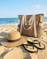Beach Bag Large Waterproof Sandproof Tote for Women with Zipper Medium Khaki