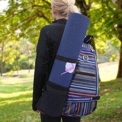 AURORAE Yoga Mat/Gym/Picklleball Cross-body Travel Sling Small, Purple Stripe