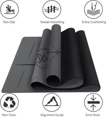 Eco-Friendly Non-Slip Yoga Mat 5mm Thick with Alignment Guide & Carry Bag