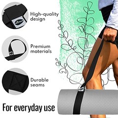 Yoga Mat Strap – 30+ Colors – Adjustable Mat Holder Sling Carrier 64 IN Black