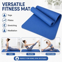 Extra Thick 10mm Exercise Yoga Pilates Mat Gym Fitness NBR 72″x 24″ w/ Bag Strap