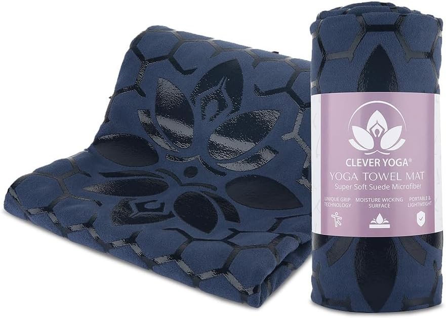 Clever Yoga Non-Slip Hot Towel Mat – Sweat Absorbent Microfiber DarkBlue