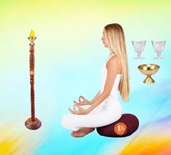 Trataka Candle Stand for Opening Third Eye Meditation with Brass Diya and Eye W