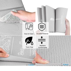 Foldable Yoga Mat for Women, Non Slip Exercise 68″L x 24″W x 0.2 Inch, Grey