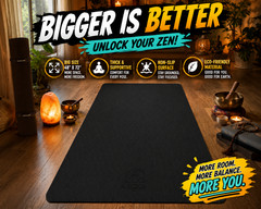 HAPBEAR EXTRA LARGE EXERCISE MAT -72″x48″x6mm (1/4 inch) BLACK, FREE SHIPPING
