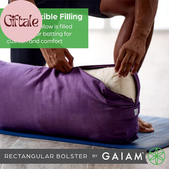Gaiam round Yoga Bolster Pillow, Soft Meditation Cushion for Yoga, Massage and B
